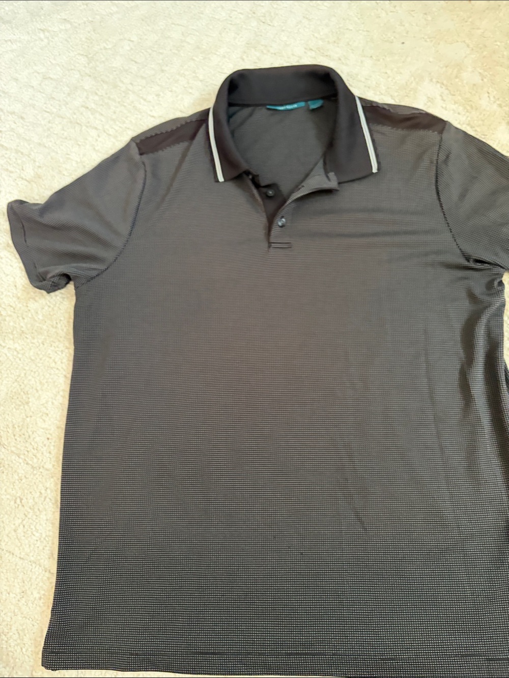 Perry Ellis Men's Charcoal Polo with Contrast Collar Trim